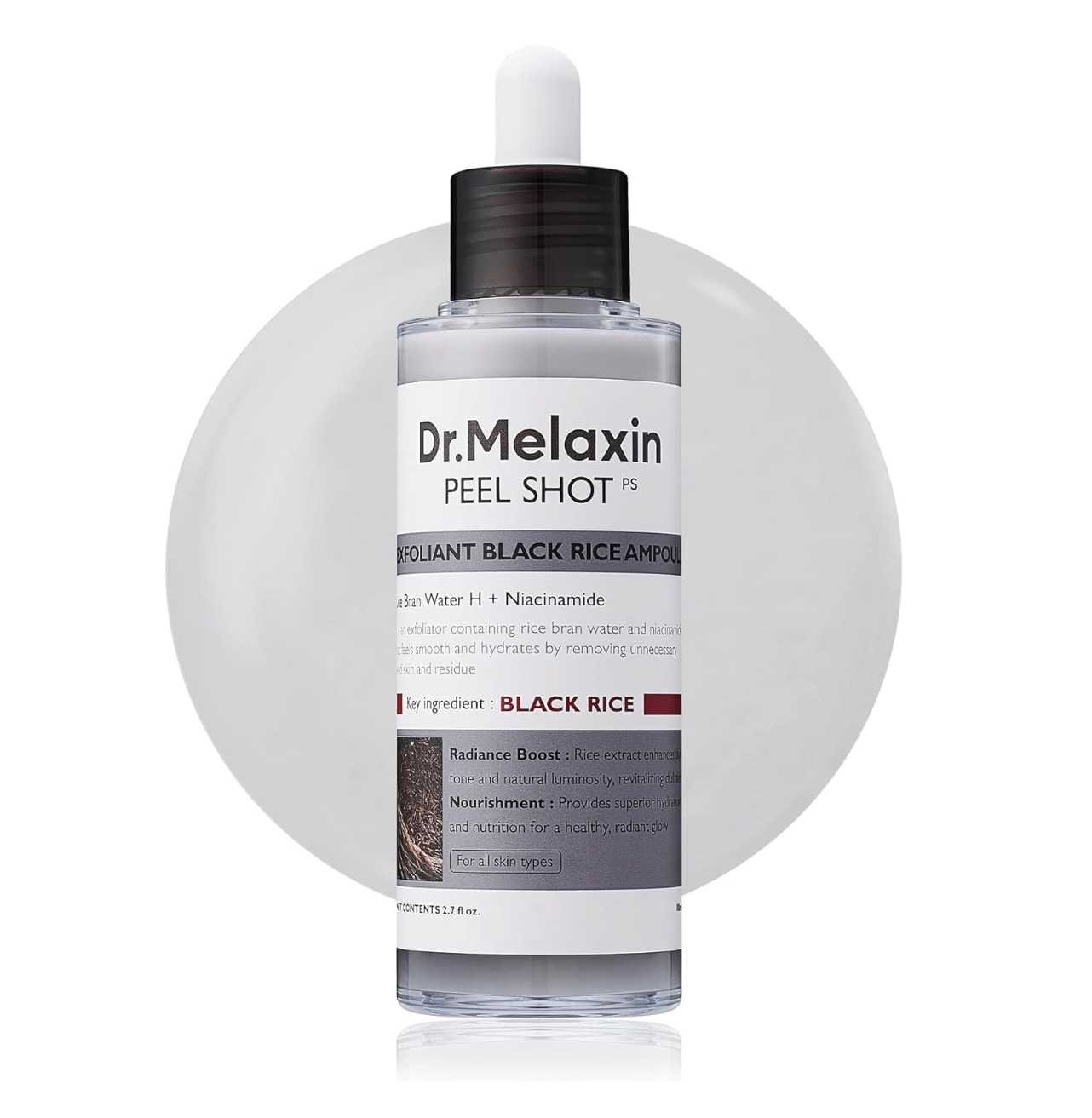 Dr.Melaxin Peel Shot Glow Black Rice Peeling Ampoule Soft Exfoliating Face And Body Scrub Dead Skin Cells Blackheads Remover For All Skin Types Korean Skin Care 80Ml