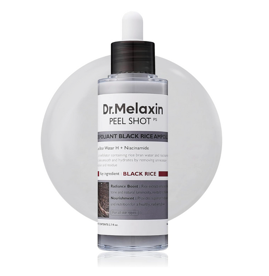 Dr.Melaxin Peel Shot Glow Black Rice Peeling Ampoule Soft Exfoliating Face And Body Scrub Dead Skin Cells Blackheads Remover For All Skin Types Korean Skin Care 80Ml